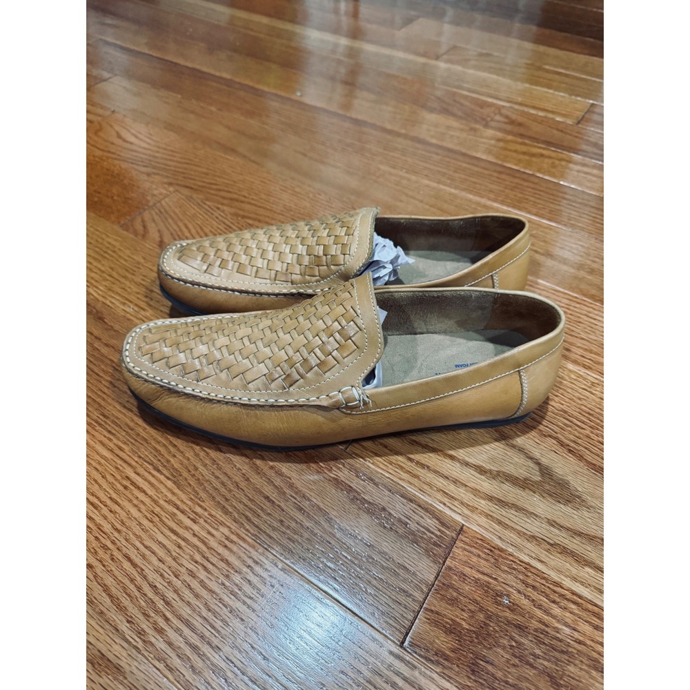 Giorgio Brutini Mens Tan Leather Woven Loafers Memory Foam Driving Mocs 12M